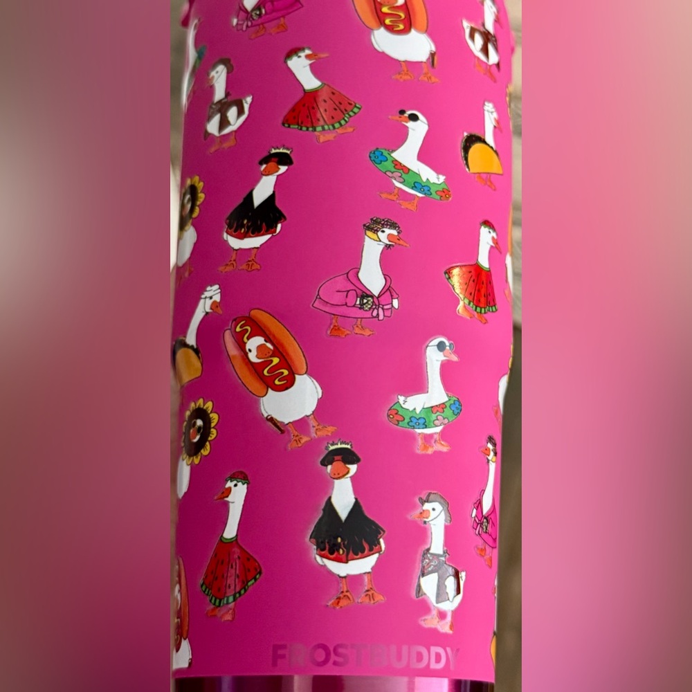 NIB FrostBuddy To-Go Buddy MultiUse Frost Buddy Silly Goose Summer Tumbler Berry - Picture 10 of 10